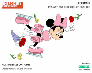 Minnie Mouse Figure Skating - Hockey - Olympic Games - Disney Embroidery Design in 3 sizes & 8 formats