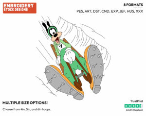 Goofy Luge - Hockey - Olympic Games - Disney Embroidery Design in 3 sizes & 8 formats