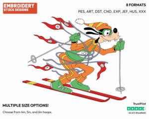Goofy Slalom Skiing - Hockey - Olympic Games - Disney Embroidery Design in 3 sizes & 8 formats