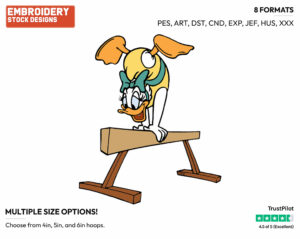 Gymnast Daisy Duck On Balance Beam - Hockey - Olympic Games - Disney Embroidery Design in 3 sizes & 8 formats