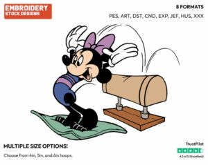 Gymnast Minnie Mouse - Hockey - Olympic Games - Disney Embroidery Design in 3 sizes & 8 formats