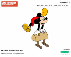 Mickey On Pommel Horse - Hockey - Olympic Games - Disney Embroidery Design in 3 sizes & 8 formats