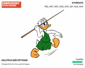 Donald Duck Throwing Javelin - Hockey - Olympic Games - Disney Embroidery Design in 3 sizes & 8 formats