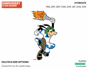 Goofy, Olympic Torch - Hockey - Olympic Games - Disney Embroidery Design in 3 sizes & 8 formats
