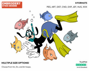 Goofy - Scuba Diving - Olympic Games - Disney Embroidery Design in 3 sizes & 8 formats