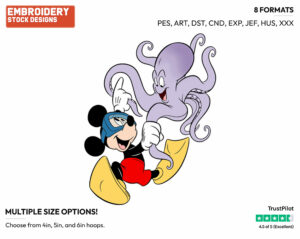 Mickey Mouse, Octopus - Scuba Diving - Olympic Games - Disney Embroidery Design in 3 sizes & 8 formats