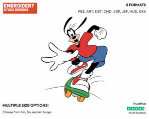 Goofy Skateboarding - Skateboarding - Olympic Games - Disney Embroidery Design in 3 sizes & 8 formats