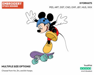 Mickey Mouse Skateboarding - Skateboarding - Olympic Games - Disney Embroidery Design in 3 sizes & 8 formats