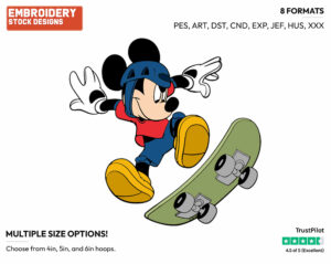 Mickey Mouse - Skateboarding - Olympic Games - Disney Embroidery Design in 3 sizes & 8 formats