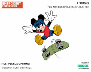 Mickey Mouse - Skateboarding - Olympic Games - Disney Embroidery Design in 3 sizes & 8 formats