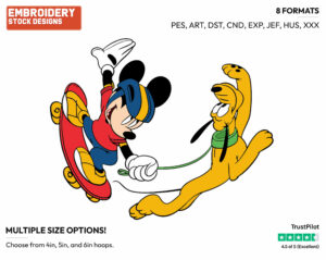 Mickey, Pluto - Skateboarding - Olympic Games - Disney Embroidery Design in 3 sizes & 8 formats