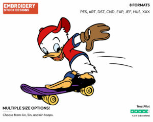 Huey - Skateboarding - Olympic Games - Disney Embroidery Design in 3 sizes & 8 formats