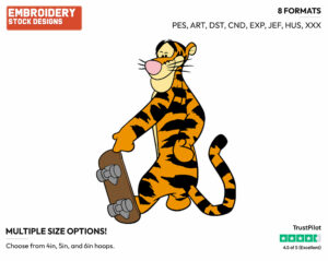 Tigger - Skateboarding - Olympic Games - Disney Embroidery Design in 3 sizes & 8 formats