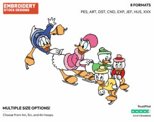 Donald, Daisy, Huey, Dewey, Louie Skating - Skating - Olympic Games - Disney Embroidery Design in 3 sizes & 8 formats