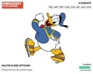 Donald Duck - Skating - Olympic Games - Disney Embroidery Design in 3 sizes & 8 formats