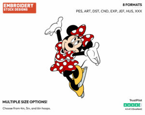 Minnie Mouse - Skating - Olympic Games - Disney Embroidery Design in 3 sizes & 8 formats