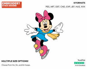 Minnie Mouse - Skating - Olympic Games - Disney Embroidery Design in 3 sizes & 8 formats