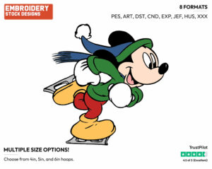 Mickey Mouse - Skating - Olympic Games - Disney Embroidery Design in 3 sizes & 8 formats
