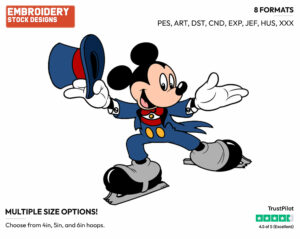 Mickey Mouse - Skating - Olympic Games - Disney Embroidery Design in 3 sizes & 8 formats