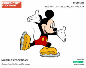 Mickey Mouse - Skating - Olympic Games - Disney Embroidery Design in 3 sizes & 8 formats