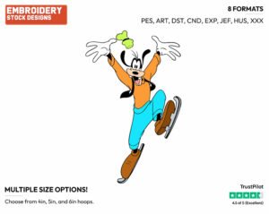 Goofy - Skating - Olympic Games - Disney Embroidery Design in 3 sizes & 8 formats