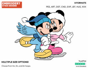 Mickey, Minnie Skating - Skating - Olympic Games - Disney Embroidery Design in 3 sizes & 8 formats