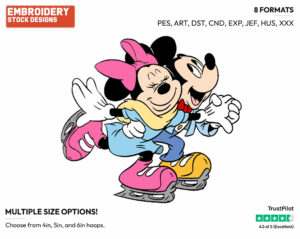 Mickey, Minnie - Skating - Olympic Games - Disney Embroidery Design in 3 sizes & 8 formats