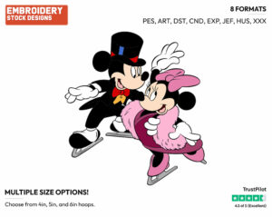 Mickey, Minnie - Skating - Olympic Games - Disney Embroidery Design in 3 sizes & 8 formats