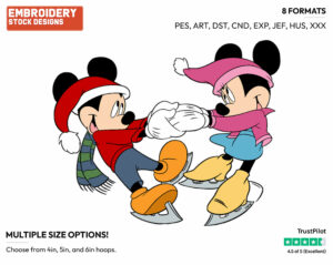 Mickey, Minnie - Skating - Olympic Games - Disney Embroidery Design in 3 sizes & 8 formats