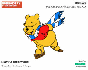Winnie The Pooh - Skating - Olympic Games - Disney Embroidery Design in 3 sizes & 8 formats