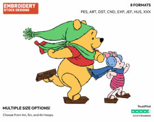 Piglet, Winnie - Skating - Olympic Games - Disney Embroidery Design in 3 sizes & 8 formats