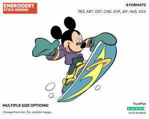 Mickey Mouse Snowboarding - Skiing - Olympic Games - Disney Embroidery Design in 3 sizes & 8 formats