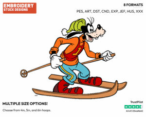 Goofy - Skiing - Olympic Games - Disney Embroidery Design in 3 sizes & 8 formats