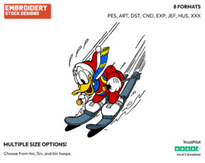 Donald Duck - Skiing - Olympic Games - Disney Embroidery Design in 3 sizes & 8 formats