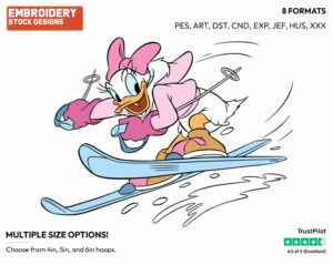 Daisy Duck Skiing - Skiing - Olympic Games - Disney Embroidery Design in 3 sizes & 8 formats