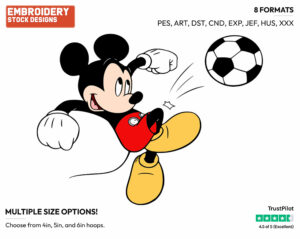 Mickey Playing Soccer - Soccer - Olympic Games - Disney Embroidery Design in 3 sizes & 8 formats