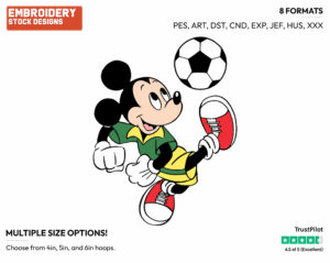 Mickey Mouse - Soccer - Olympic Games - Disney Embroidery Design in 3 sizes & 8 formats