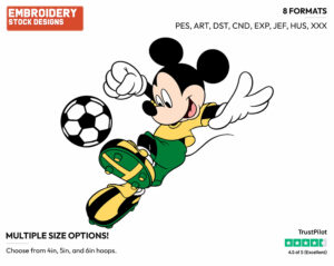 Mickey Mouse - Soccer - Olympic Games - Disney Embroidery Design in 3 sizes & 8 formats