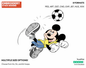 Mickey Mouse - Soccer - Olympic Games - Disney Embroidery Design in 3 sizes & 8 formats