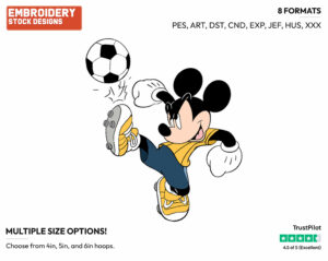 Mickey Mouse - Soccer - Olympic Games - Disney Embroidery Design in 3 sizes & 8 formats
