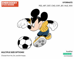 Mickey Mouse - Soccer - Olympic Games - Disney Embroidery Design in 3 sizes & 8 formats