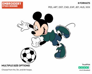 Mickey Mouse - Soccer - Olympic Games - Disney Embroidery Design in 3 sizes & 8 formats