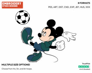 Mickey Mouse - Soccer - Olympic Games - Disney Embroidery Design in 3 sizes & 8 formats
