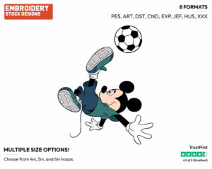 Mickey Mouse - Soccer - Olympic Games - Disney Embroidery Design in 3 sizes & 8 formats