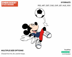 Mickey Mouse - Soccer - Olympic Games - Disney Embroidery Design in 3 sizes & 8 formats