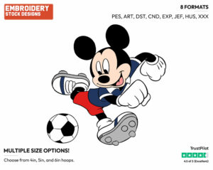 Mickey Mouse - Soccer - Olympic Games - Disney Embroidery Design in 3 sizes & 8 formats
