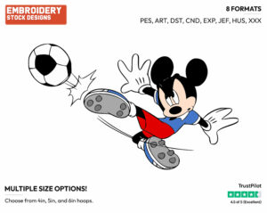 Mickey Mouse - Soccer - Olympic Games - Disney Embroidery Design in 3 sizes & 8 formats