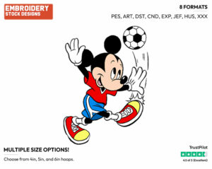 Mickey Mouse - Soccer - Olympic Games - Disney Embroidery Design in 3 sizes & 8 formats
