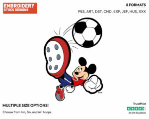 Mickey Mouse - Soccer - Olympic Games - Disney Embroidery Design in 3 sizes & 8 formats