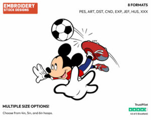 Mickey Mouse - Soccer - Olympic Games - Disney Embroidery Design in 3 sizes & 8 formats